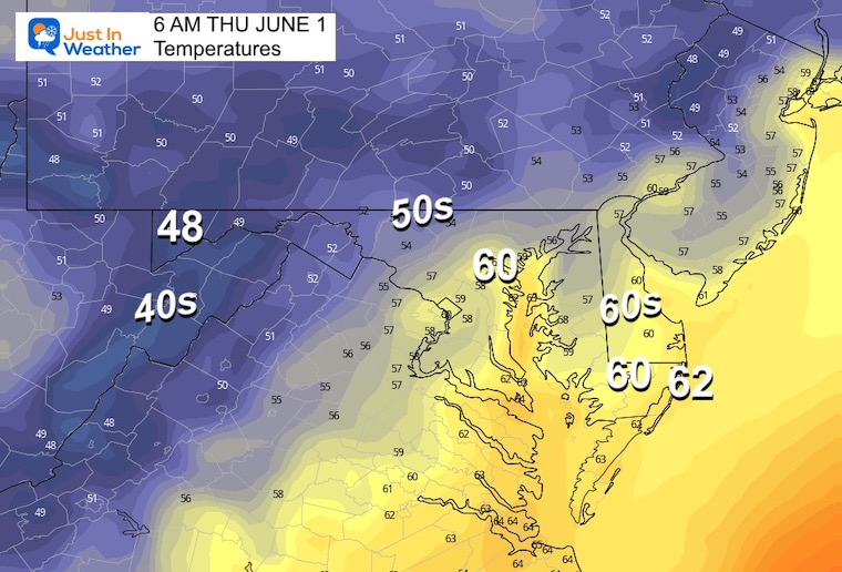 May 31 weather temperatures Thursday morning