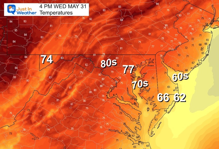 May 31 weather temperatures Wednesday afternoon