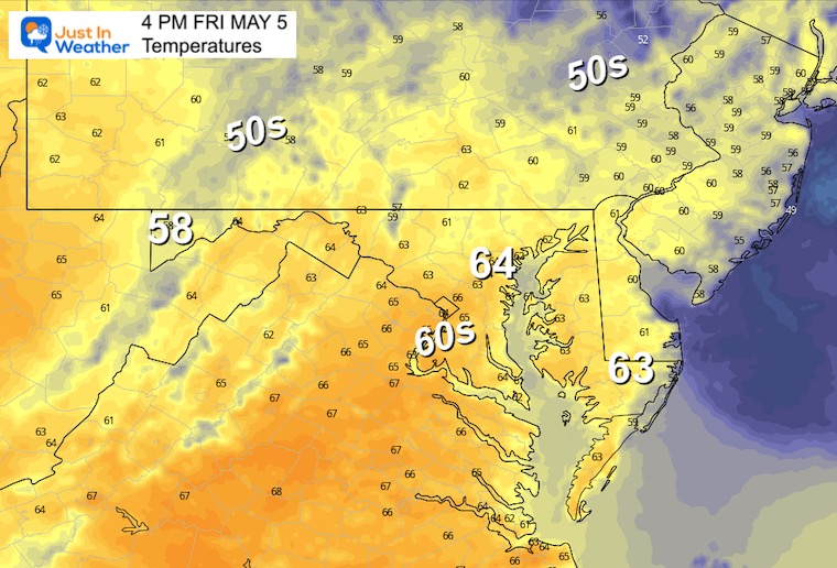 may 4 weather temperatures Friday afternoon