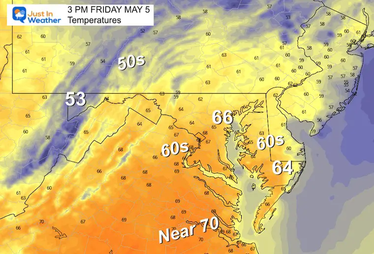May 5 weather temperatures Friday afternoon
