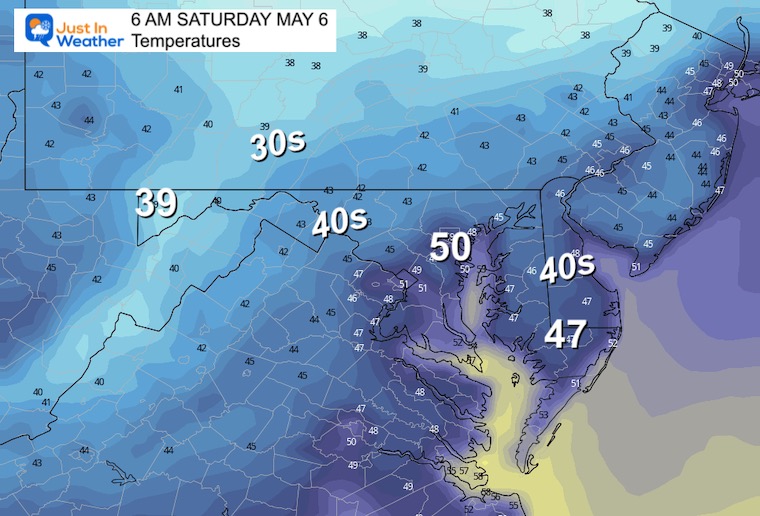 may 5 weather temperatures Saturday morning
