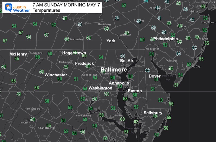 may 7 weather sunday morning temperatures