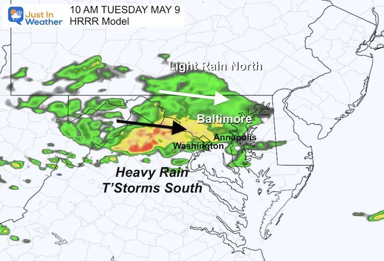 may 9 weather radar forecast Tuesday morning