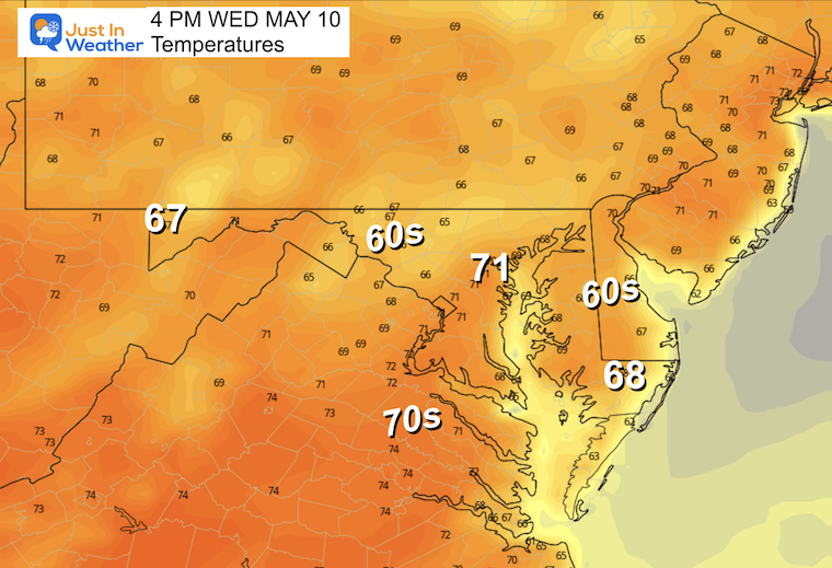 May 9 weather temperature forecast Wednesday afternoon