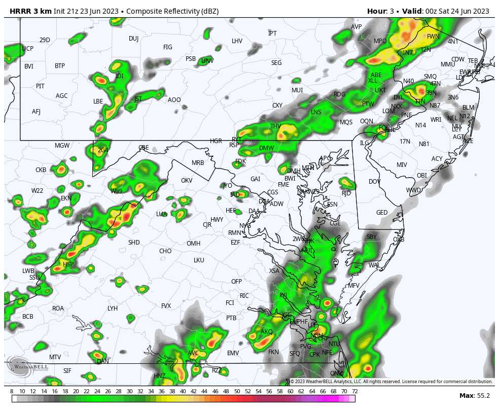 June 23 weather rain radar forecast Friday night