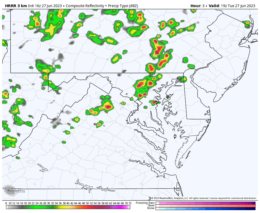 June 27 weather radar storm forecast Tuesday