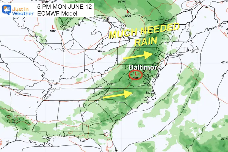 June 10 weather rain forecast Monday