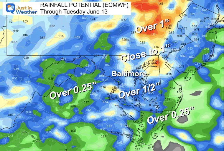 June 10 weather rain forecast total