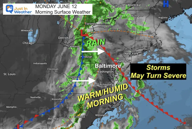 June 12 weather Monday morning
