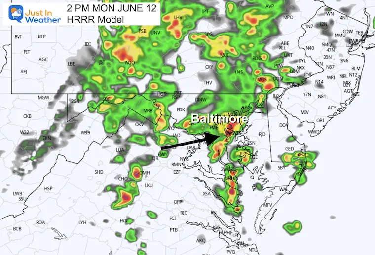 June 12 weather rain radar 2 PM