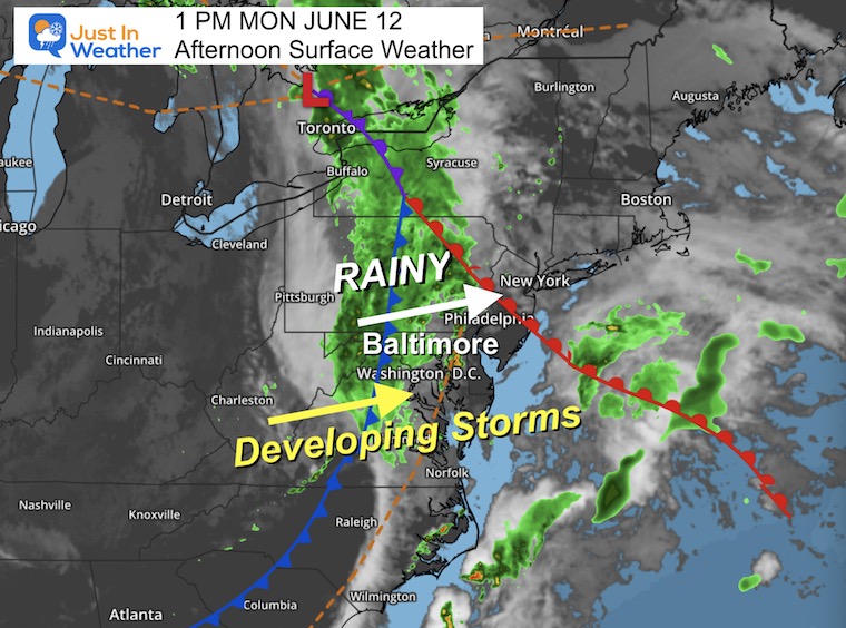 June 12 weather Monday afternoon