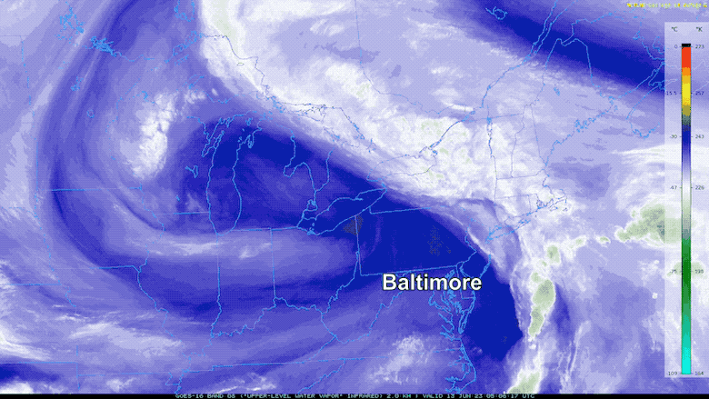 June 13 weather satellite Tuesday morning