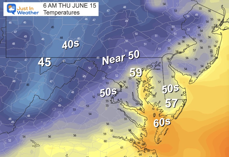 June 14 weather Thursday temperatures forecast morning