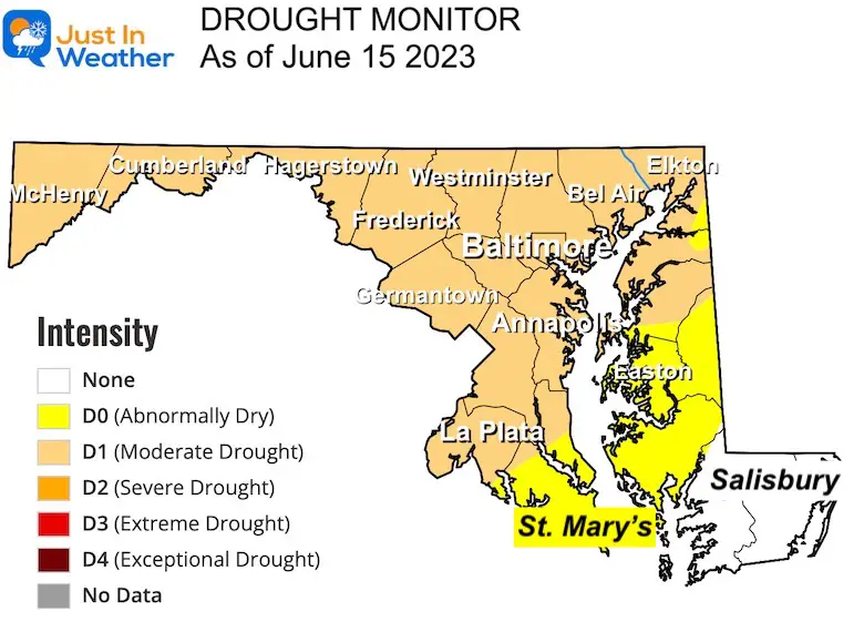 June 15 drought monitor Maryland