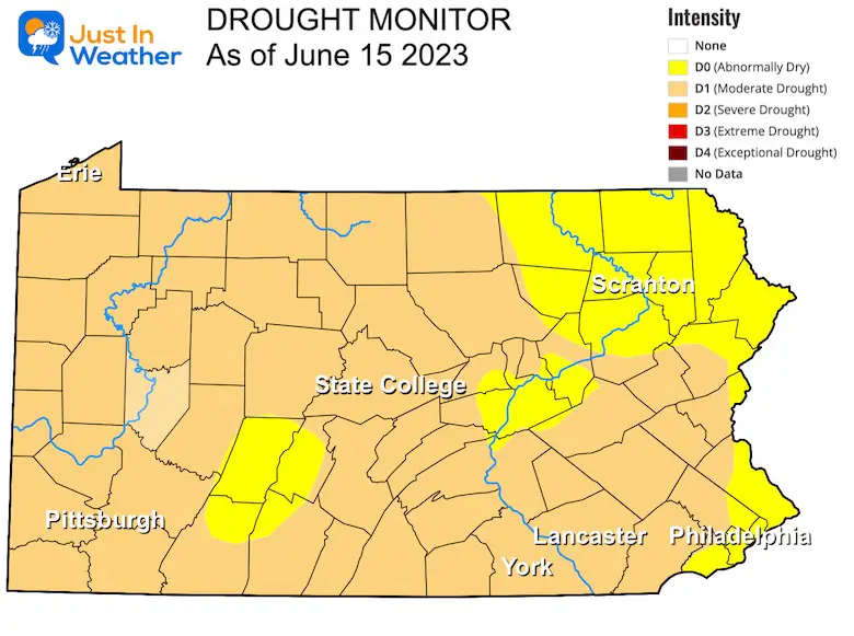 June 15 drought monitor Pennsylvania