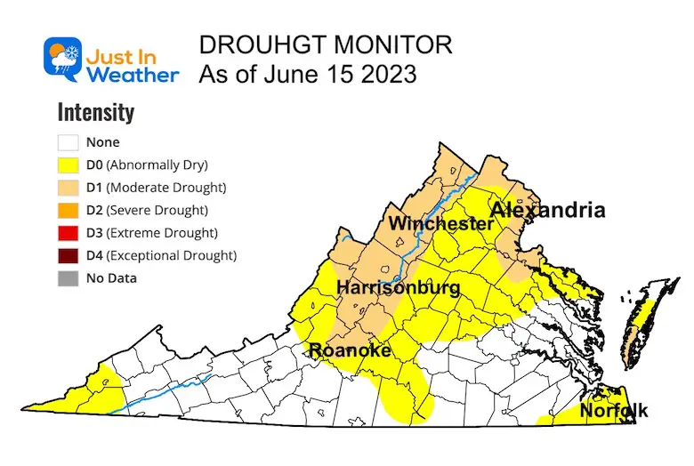 June 15 drought monitor Virginia