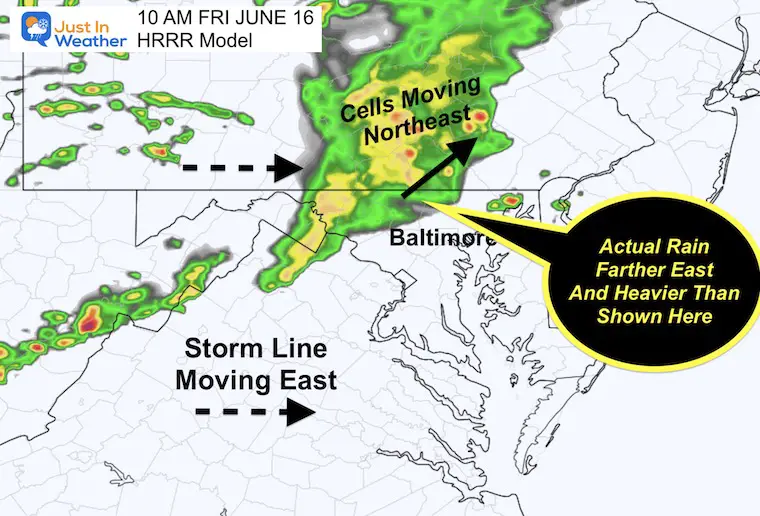 June 16 storm radar forecast Friday 10 AM