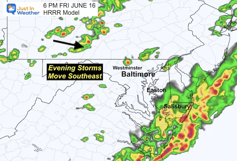 June 16 storm radar forecast Friday 6 PM