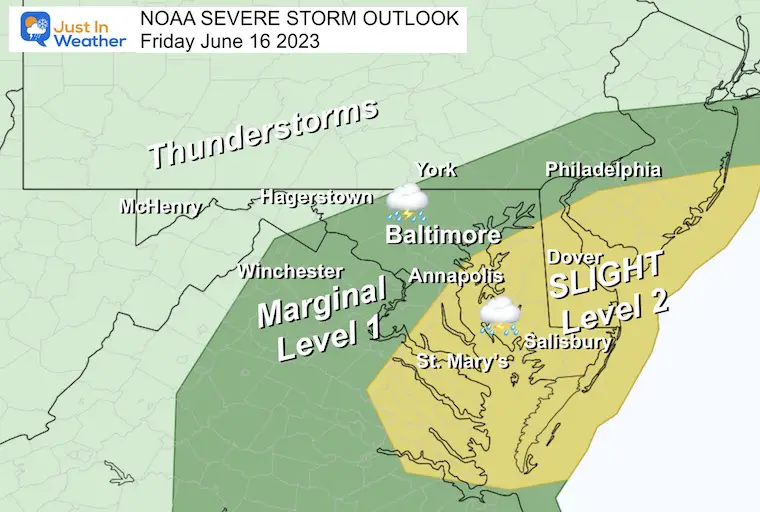 June 16 NOAA Severe Storm Risk Friday Maryland
