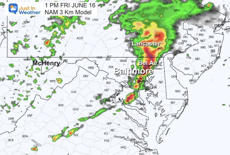 June 16 weather forecast radar 1 PM