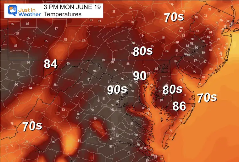 June 18 Weather Temperatures Sunday Afternoon