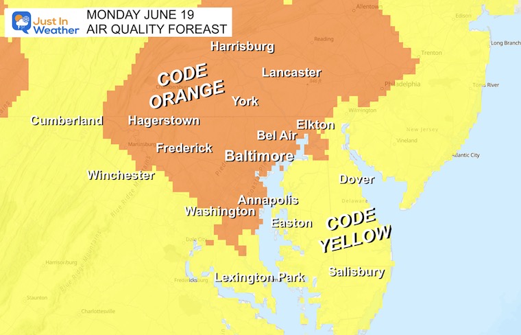June 19 weather Monday air quality