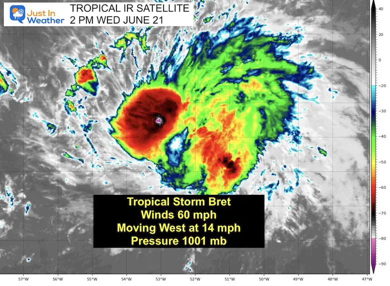 Tropical Storm Bret IR satellite June 21