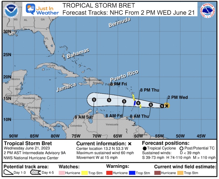 Tropical Storm Bret NHC Forecast June 21