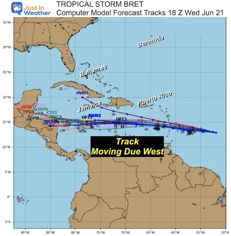 Tropical Storm Bret forecast Global Model June 21