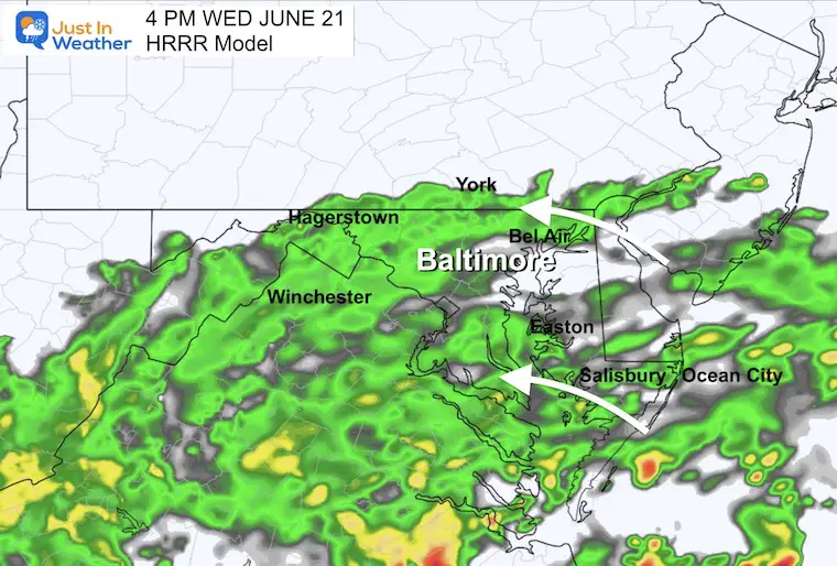 June 21 weather rain radar forecast 4 PM