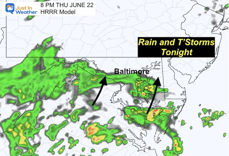 june 22 weather rain radar forecast Thursday Evening