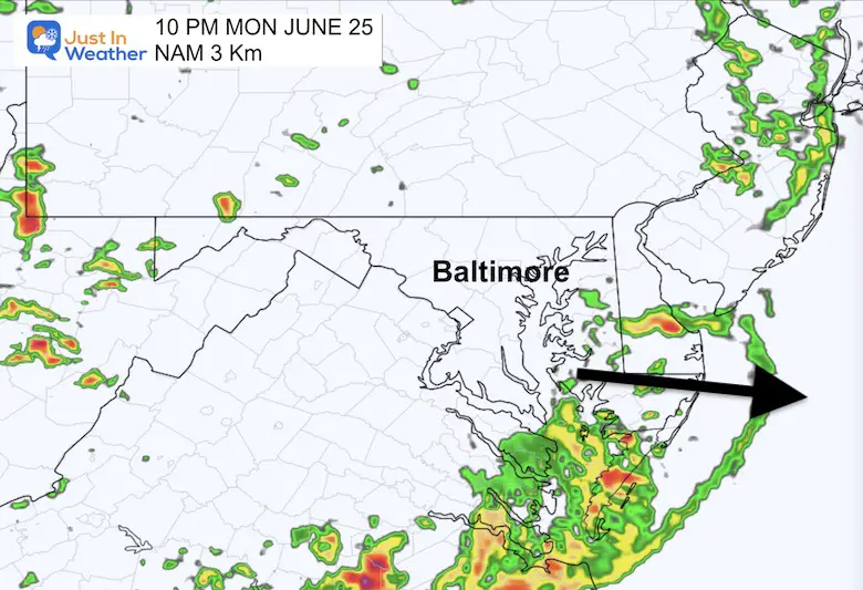 June 26 weather radar Monday 10 PM