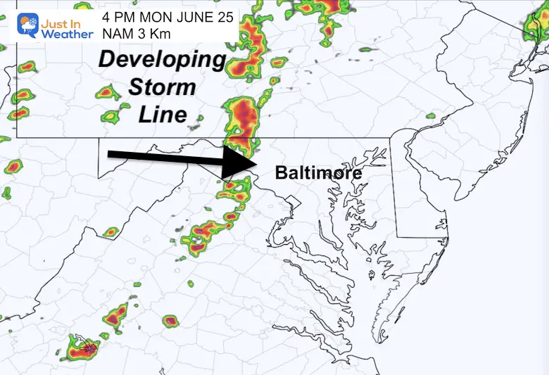 June 26 weather radar Monday 4 PM