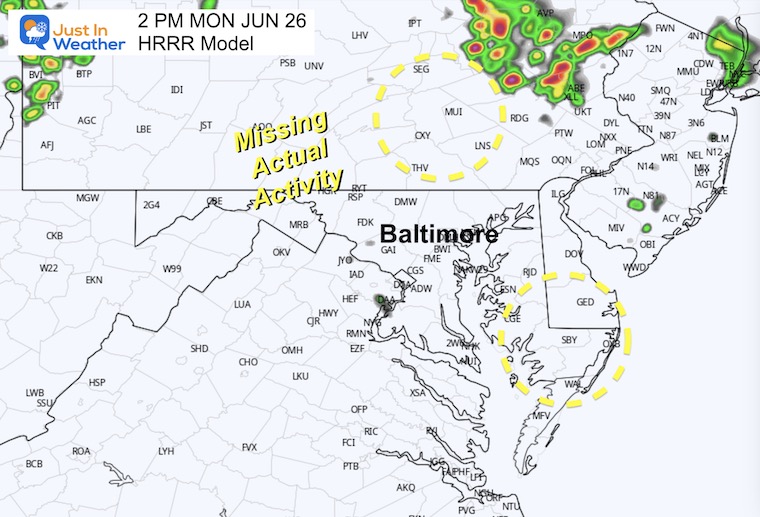 June 26 weather radar forecast HRRR 2 PM