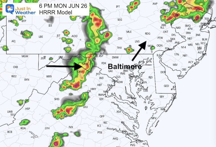 June 26 weather radar forecast HRRR 6 PM