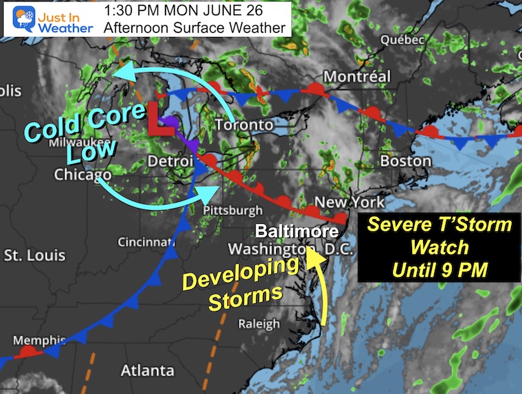 June 26 weather storm surface map afternoon