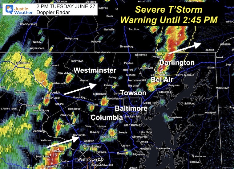 June 27 Severe Thunderstorm Warning Maryland