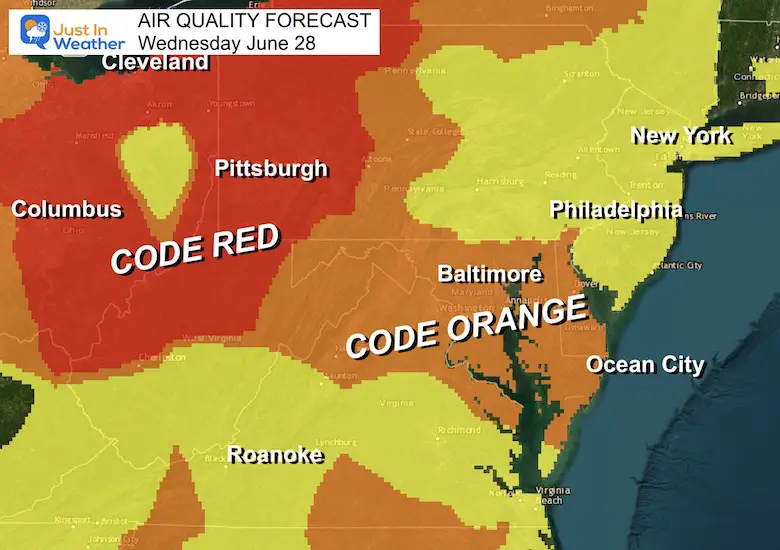 June 28 weather forecast air quality alert