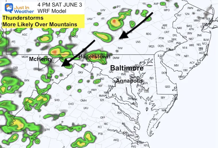 June 3 weather forecast radar Saturday 4 PM
