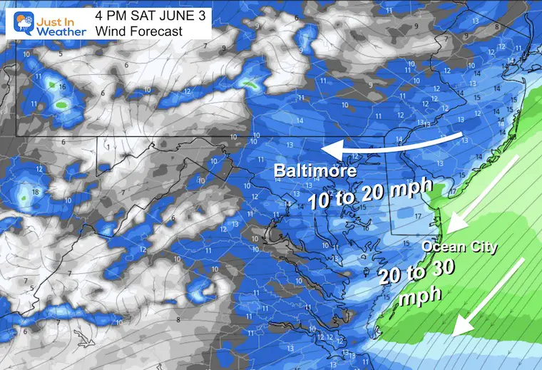 June 3 weather wind Saturday afternoon