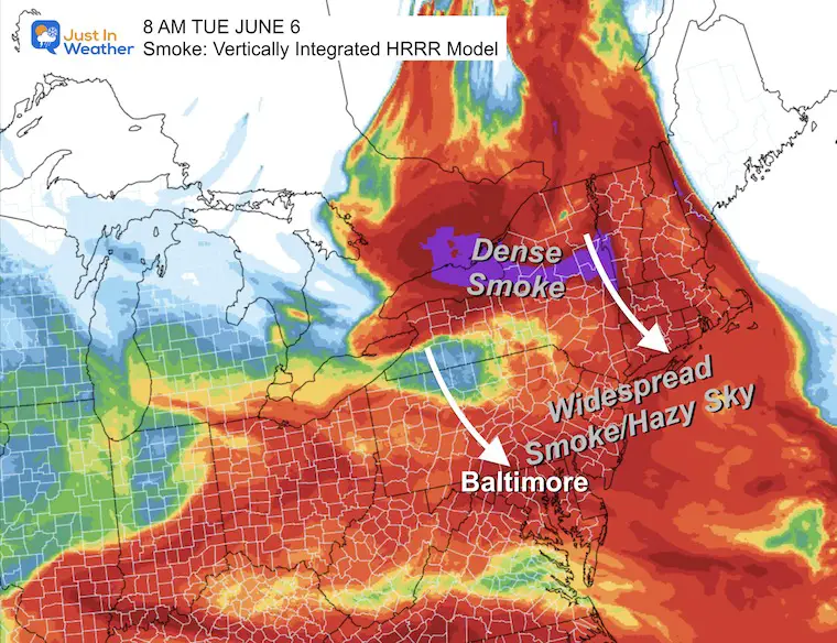 June 5 smoke forecast Tuesday morning