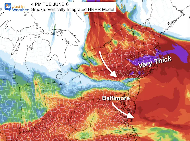 June 6 weather smoke Tuesday afternoon