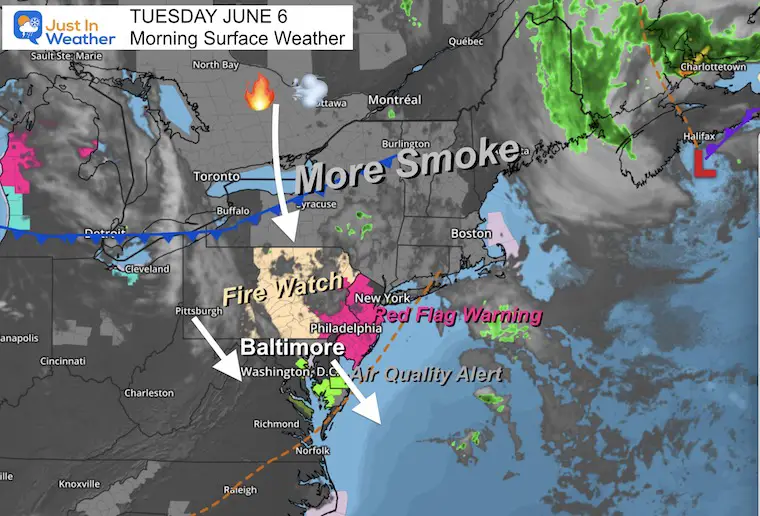 June 6 weather Tuesday morning