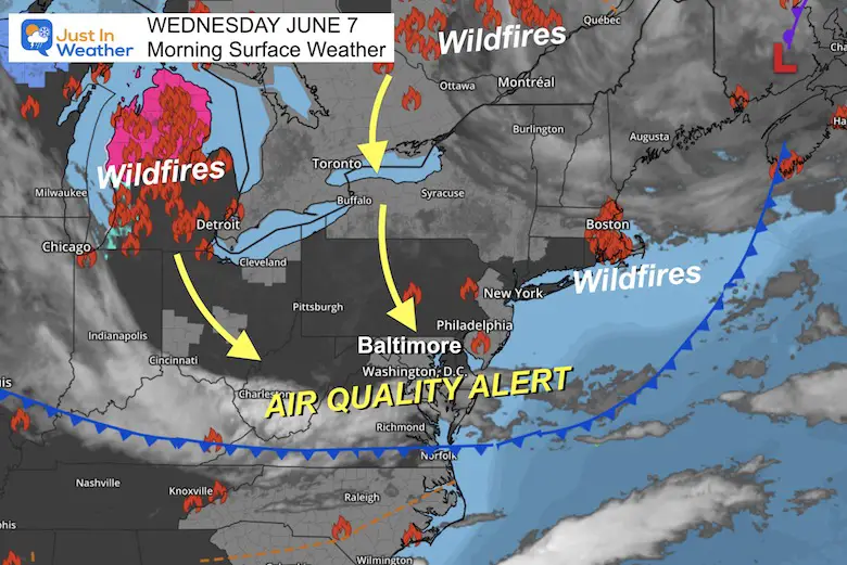 June 7 Code Red Lowest Air Quality From Wildfire Smoke - Just In Weather