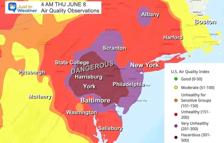 June 8 weather smoke Thursday morning