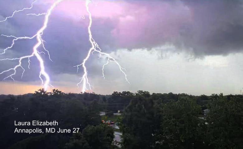 June 28 weather lightning Annapolis Maryland