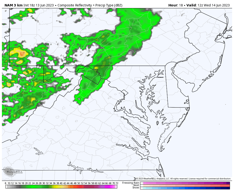 June 14 radar forecast Maryland