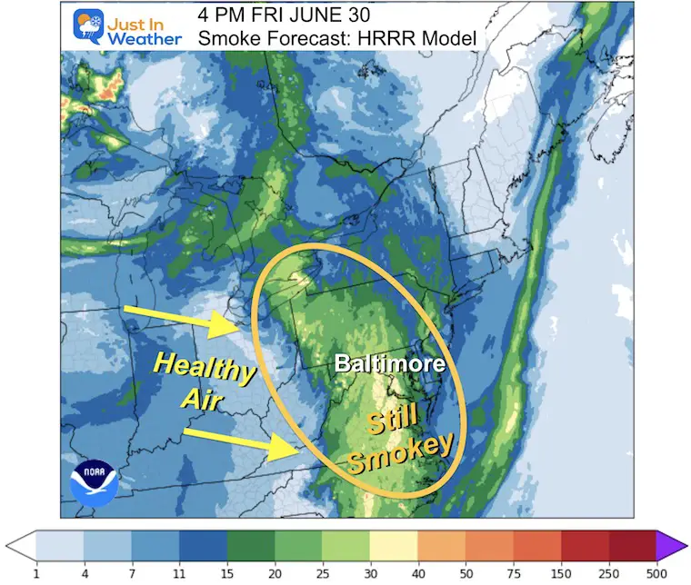 Smoke Forecast Friday June 30 afternoon