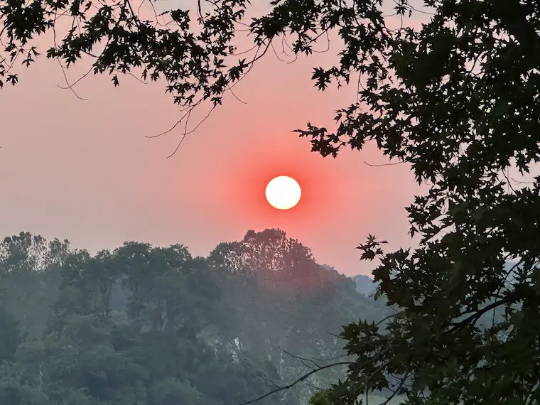 June 6 sunset Maryland smoke