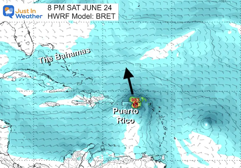 Tropical Storm Bret forecast Saturday night Puerto Rico